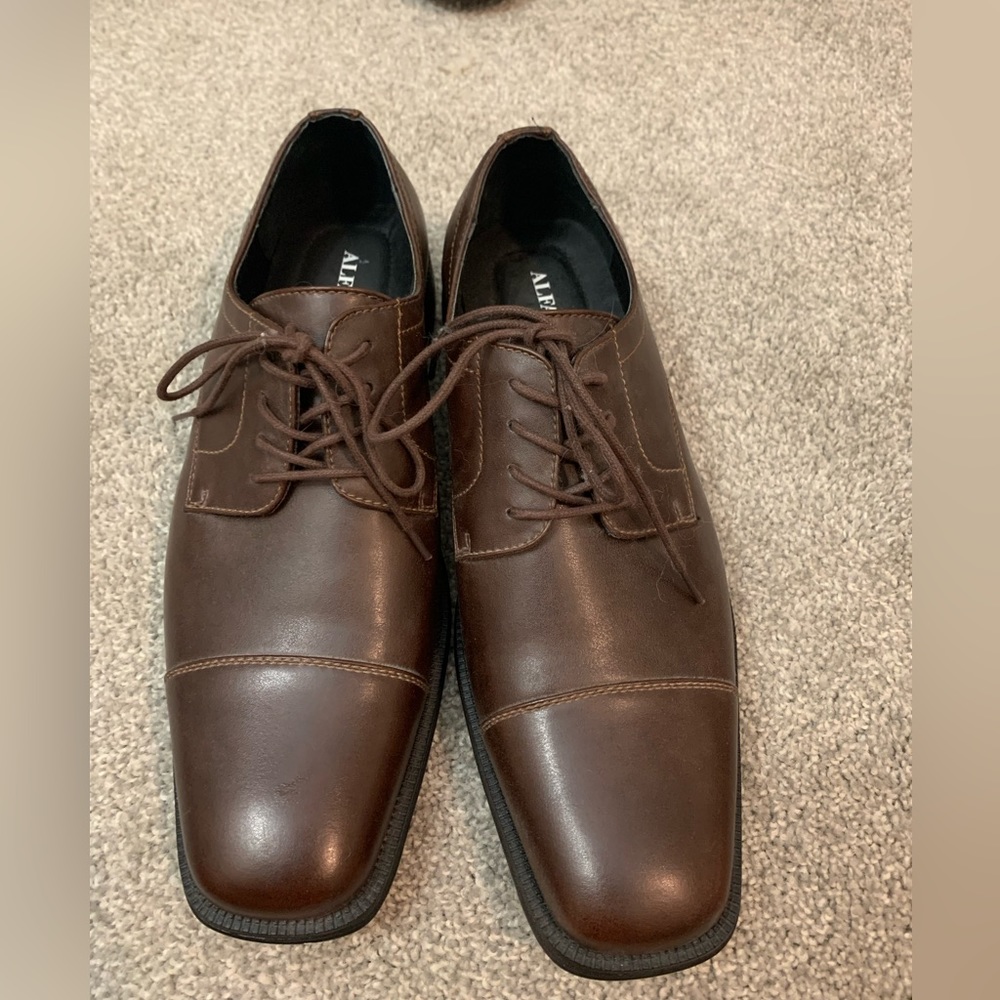 Men's Alfani Adam 42101 Dark Brown Lace Up Oxford Dress Shoe Size 11.5M